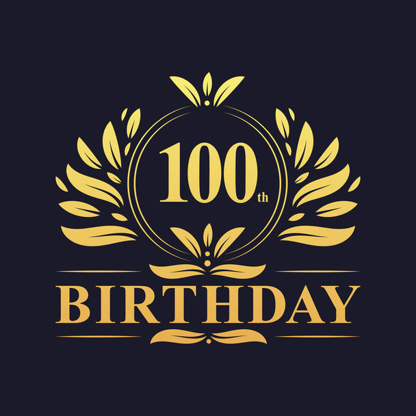 豪華な100誕生日のロゴ、 100年のお祝い. - ベクター画像