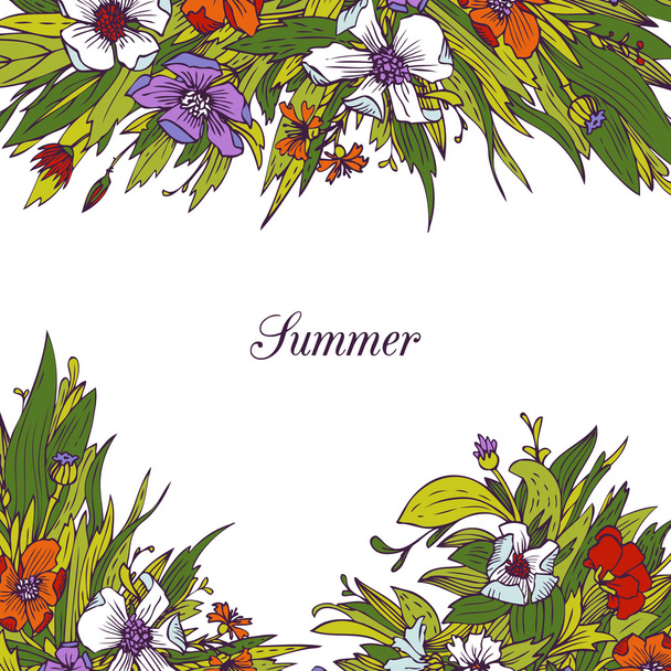 Floral frame with flowers - Vector, afbeelding