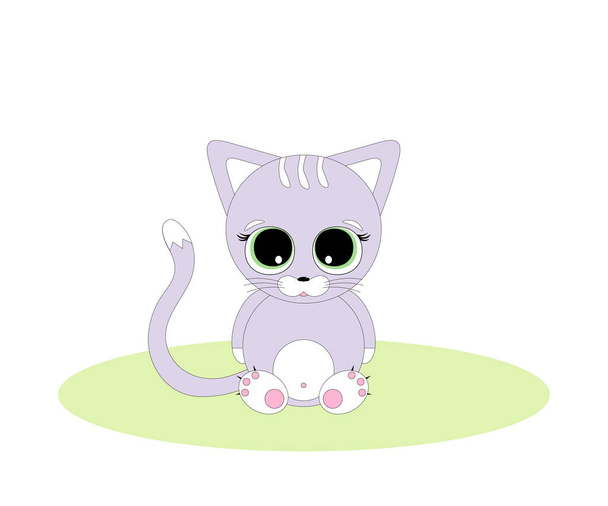 children's illustration with a cartoon cat - Vektor, Bild