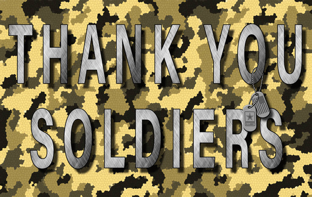 Nápis DĚKUJI SOLDIERS na khaki pozadí. v detailu - Fotografie, Obrázek