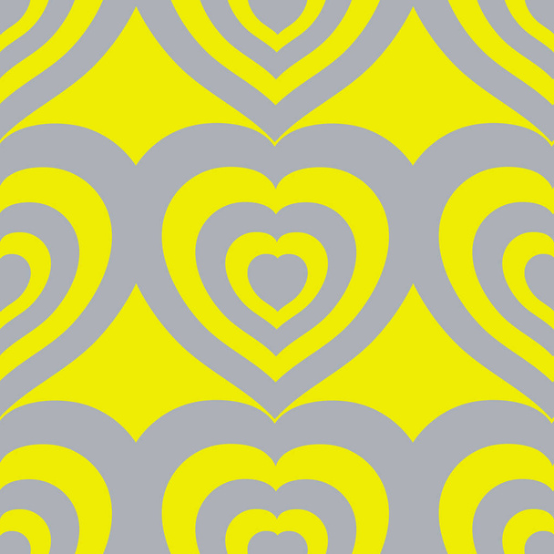 Kształt serca płynny wzór. Żółty szary tło modny kolor, geometryczny powtarzalny wzór tkaniny. romans miłości serca. Ilustracja wektora - Wektor, obraz