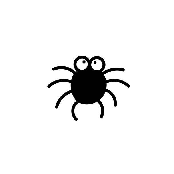 Cute funny black little spider. Insect. Doodle style illustration - ベクター画像