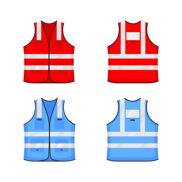 Safety reflective vest icon sign flat style design vector illustration set. - Vector, Image