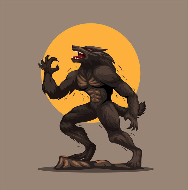 Lobisomem ou licano. Folclore europeu, um homem que se transforma num lobo à noite personagem figura ilustração vetor - Vetor, Imagem
