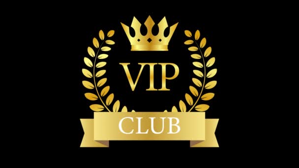 VIP-klubin etiketti mustalla taustalla. Liikegrafiikka - Materiaali, video