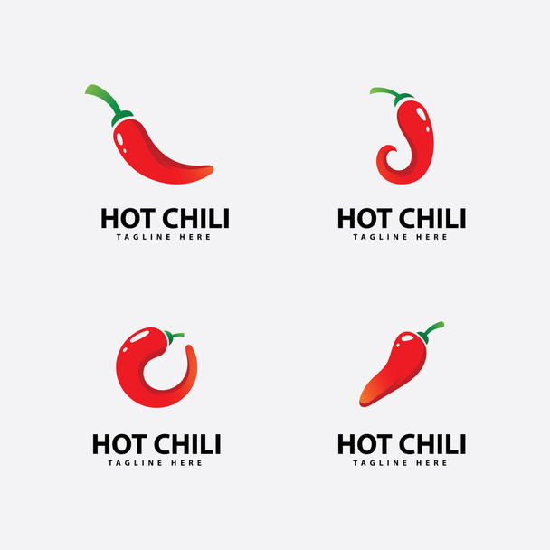 Würzige Chili-Logo-Symbol-Vektor Red Pepper Logo-Vorlage - Vektor, Bild