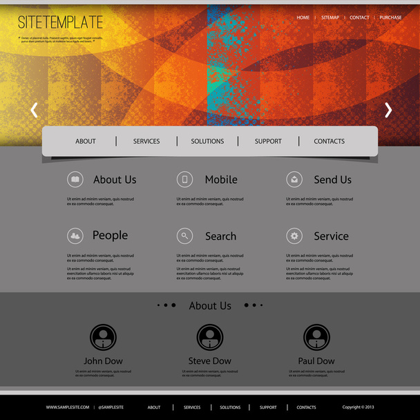 Website Template with Abstract Header Design - Colorful Grungy Pattern - Διάνυσμα, εικόνα