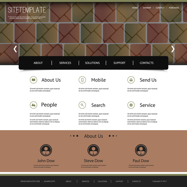 Website Template with Abstract Mosaic Pattern Design - Vector, Image