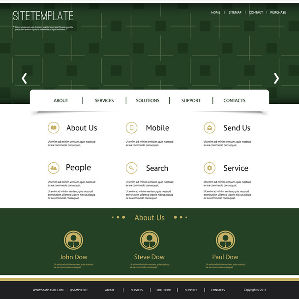 Website Template with Green Abstract Header Design - ベクター画像