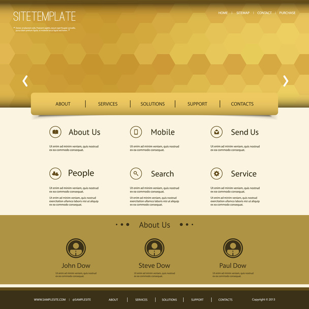 Website Template with Abstract Header Design - Hexagonal Pattern - Vector, Image