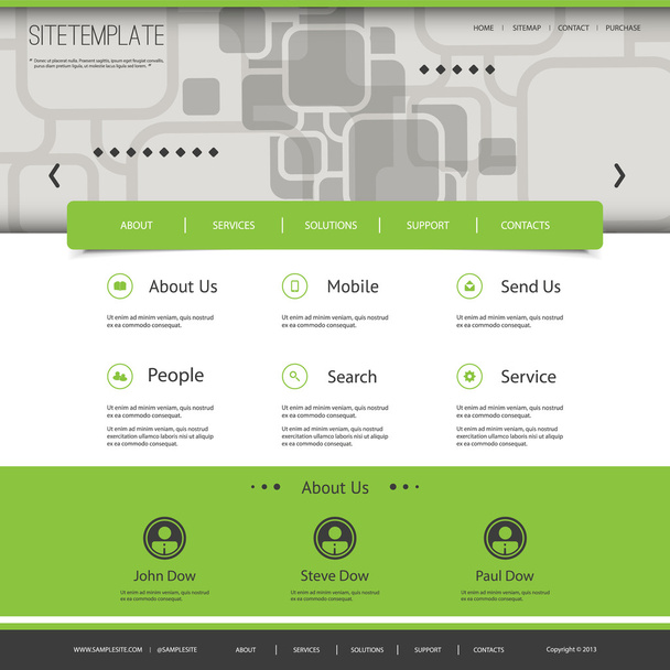 Website Template with Abstract Header Design - Squares Pattern - Vektör, Görsel