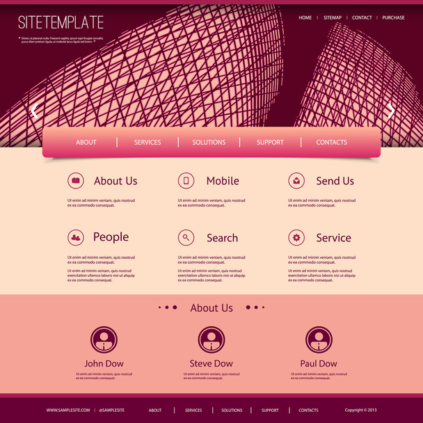 Plantilla de sitio web con diseño de encabezado abstracto - Líneas onduladas
 - Vector, Imagen