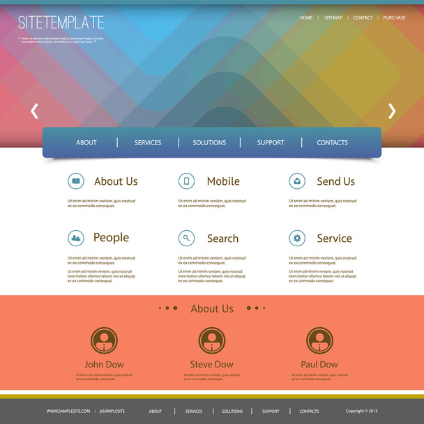 Website Template with Abstract Header Design - Squares - Vector, afbeelding