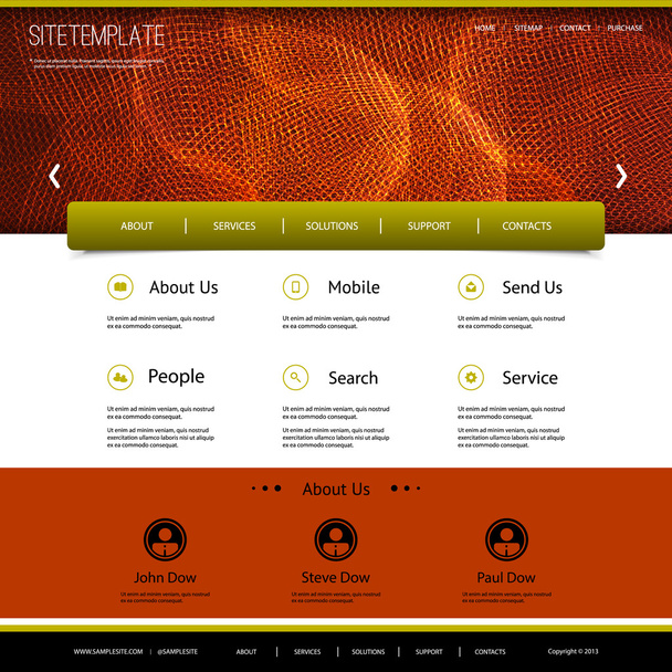Website Template with Abstract Header Design - Wavy Lines - Vecteur, image