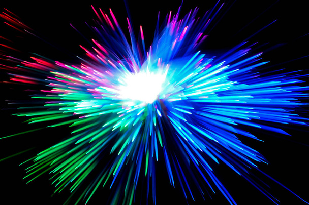 efecto de explosión de luz de fibra óptica, desenfoque de movimiento - Foto, imagen