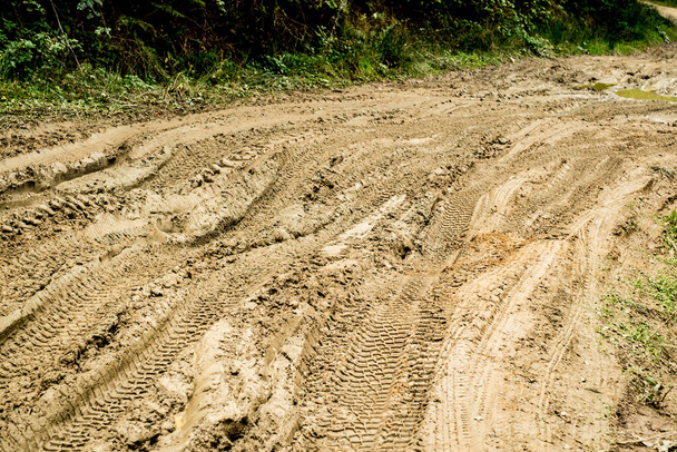 traces of cars in the mud - Photo, Image