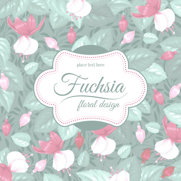 Retro flower card- fuchsia - Vector, Image