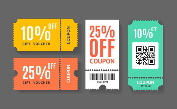 Different Color Gift Voucher Coupon Set. Vector - Vector, Image