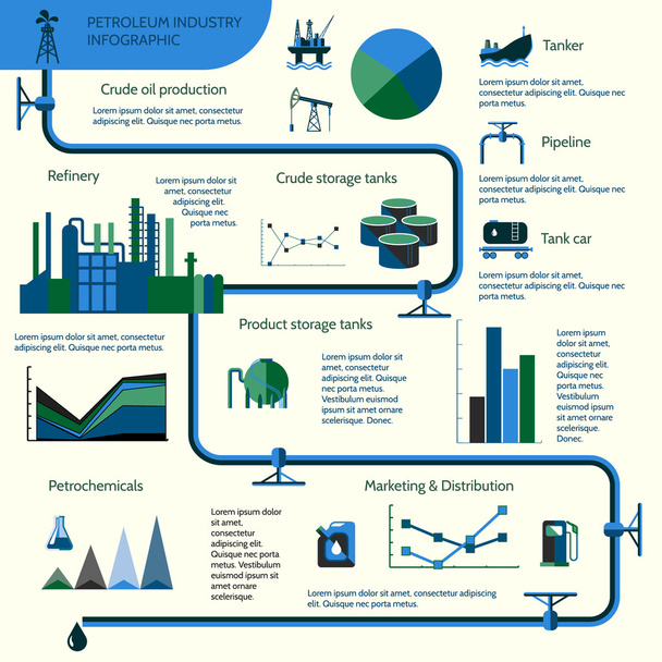 petrol üretim infographics - Vektör, Görsel