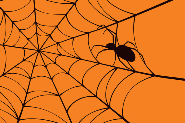 Spooky spider with web. Spider web for Halloween background. - Vektor, obrázek