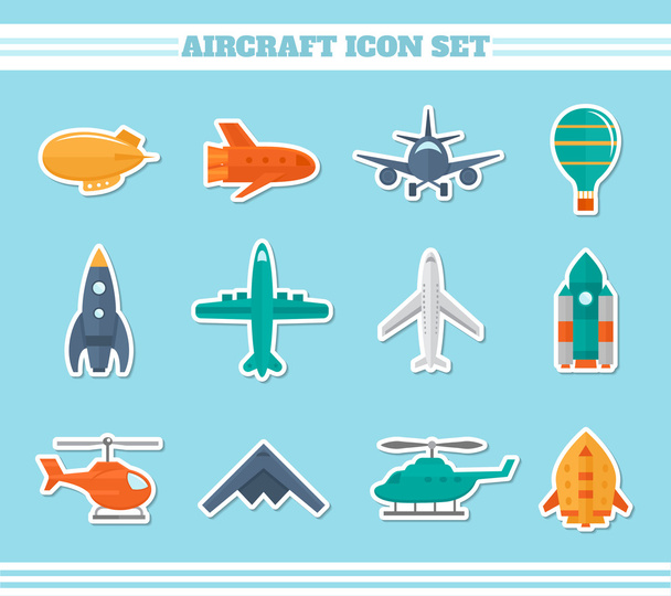 Aircraft icons stickers - Vector, Image
