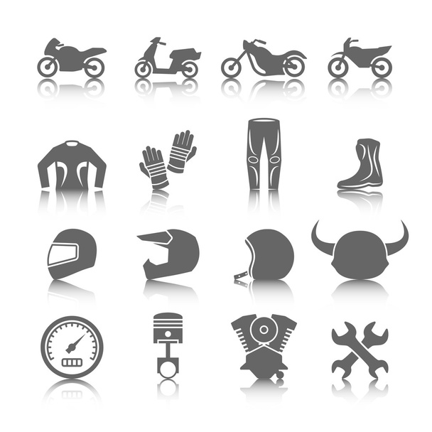 Conjunto de ícones de motocicleta
 - Vetor, Imagem