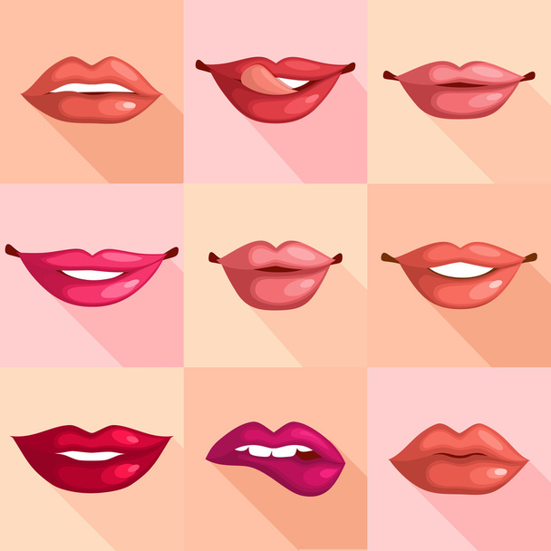 Set of Lips - Vector, Image