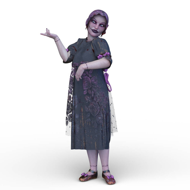 3D rendering of  a female zombie. - Foto, imagen