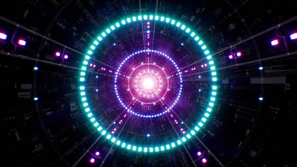 néon cercle lumière futuriste tunnel - Photo, image