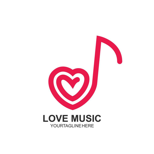 música nota amor icono vector ilustración concepto diseño plantilla - Vector, imagen