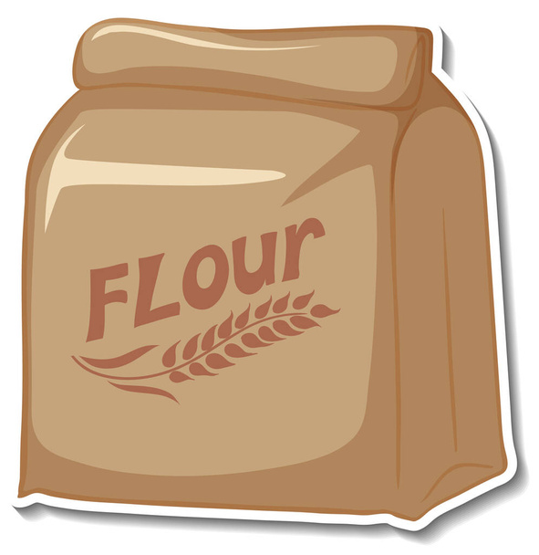 Saco de farinha adesivo do pacote na ilustração de fundo branco - Vetor, Imagem