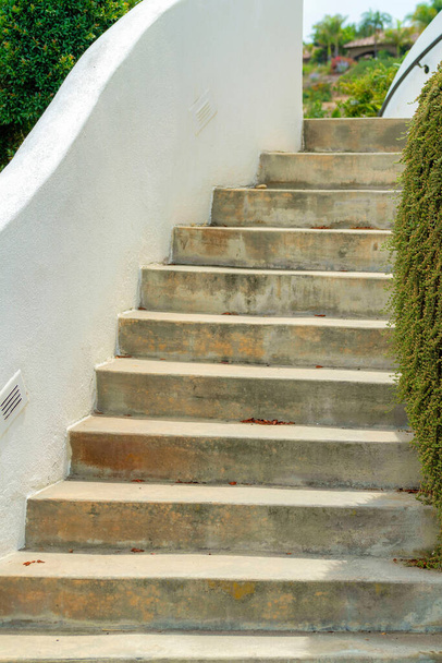 A vertical shot of white stairs in the garden - Foto, Imagem