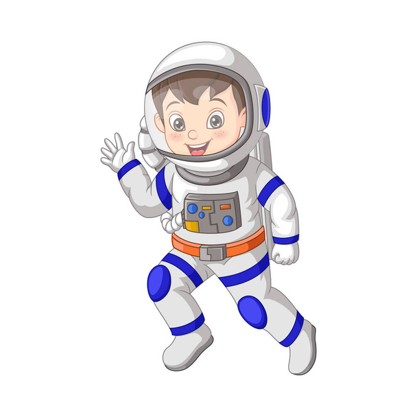 Vector illustration of Cute little boy wearing astronaut costume - Vector, Image