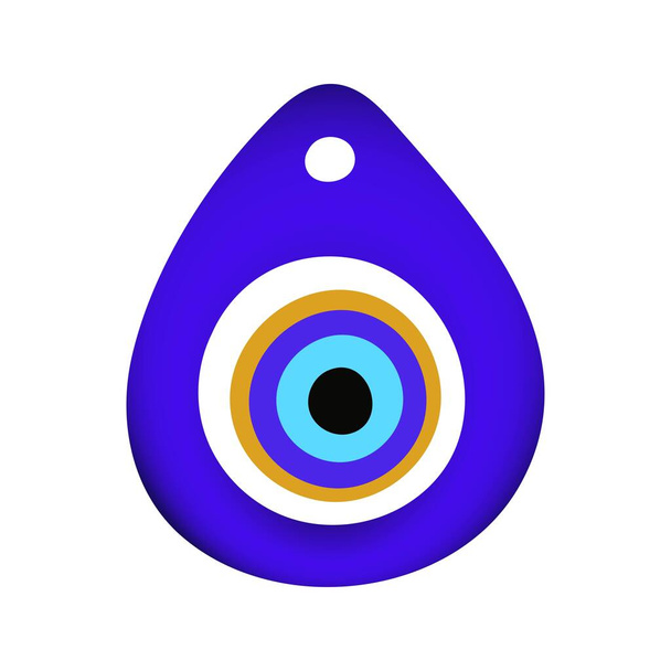 Blauw oosters kwaad oog symbool amulet platte stijl ontwerp vector illustratie. - Vector, afbeelding