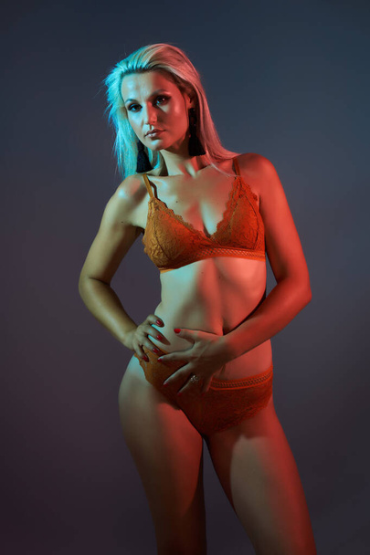 Glamour shot of a blonde lingerie model - Photo, Image