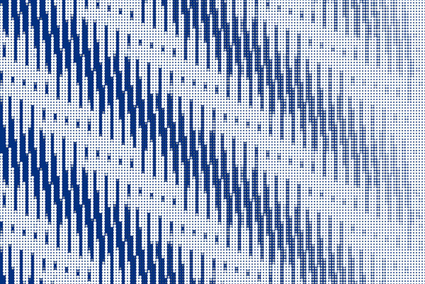 青と白の抽象的な背景。ハーフトーンスタイルの幾何学的デザイン。2Dレンダリングデジタルイラスト. - ベクター画像