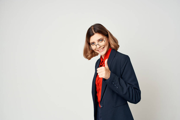 woman with glasses executive light background emotions - Foto, Imagem