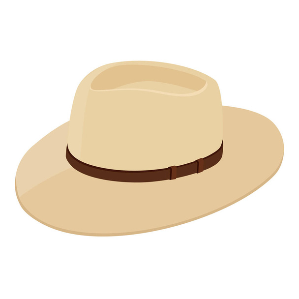Vintage fedora noir hat isolated on white background. Isometric view. Vector - Vector, Imagen