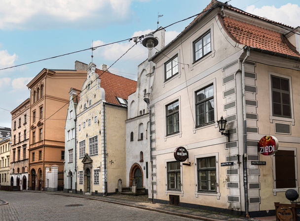 Riga, Latvia. August 2021. an outdoor view of the Three Brothers old buildings in the city center - Fotó, kép