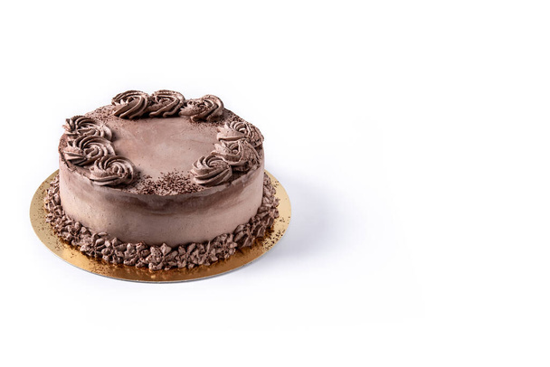Stück Schokolade Trüffelkuchen isoliert auf weißem Hintergrund - Foto, Bild