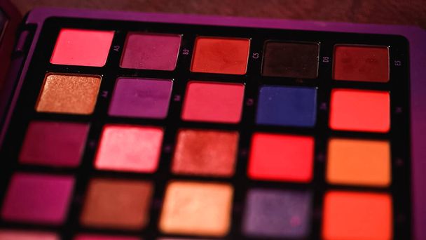 close up of set with different colors of eye shadow  - Foto, Imagen