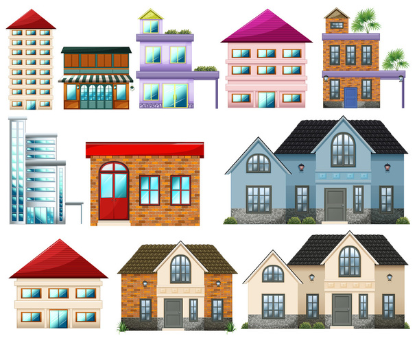 Different buildings - Vector, Image