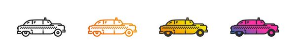 Conjunto de contorno impresionante coche taxi vector, estilo gradiente y negro lleno de iconos aislados sobre fondo transparente. Deberías dar un paseo. - Vector, imagen
