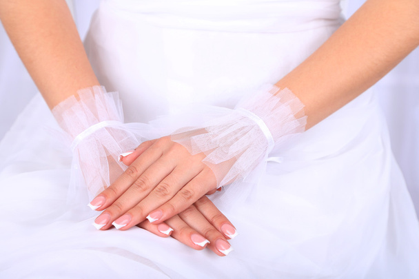 Wedding gloves on  hands - Zdjęcie, obraz