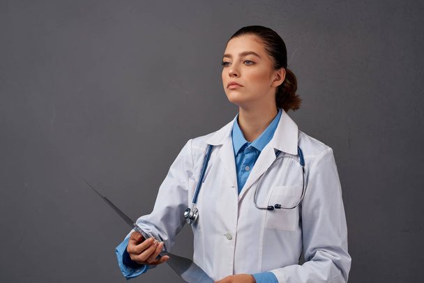 Woman in white coat radiologist professional - Photo, Image
