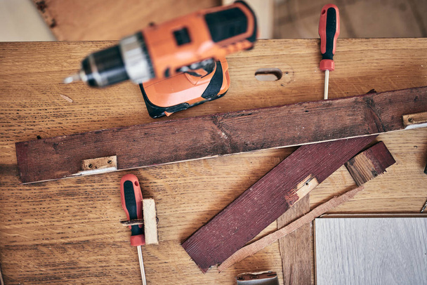 Handyman's miscellaneous tools for fixing furniture and various things. - Foto, Imagen