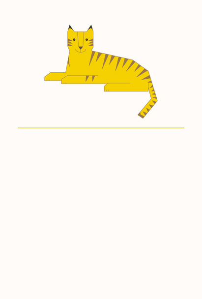 New Year's card illustration with a simple design of only a lying tiger. - Vector, Image
