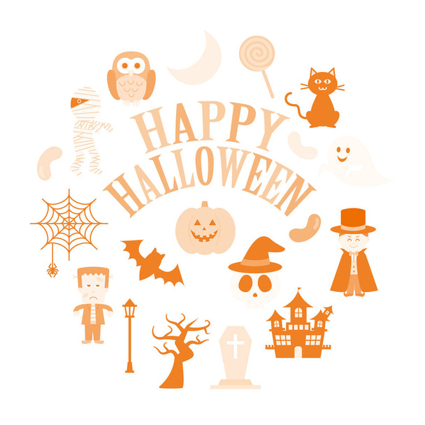 Divertido colorido e bonito arte clipe Halloween - Vetor, Imagem