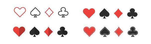 Набір значків костюмних карт для покеру та казино. Плоска векторна ілюстрація
 - Вектор, зображення