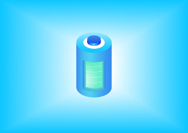 Fully charged battery isometric 3d vector icon. Electronic renewable energy concept illustration.  - Vector, Image